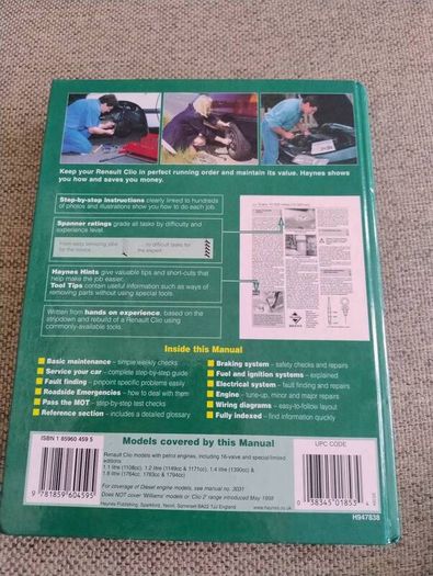 Haynes Renault Clio service and repair manual hardback FREE STANDARD POSTAGE INCLUDED