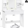Dressing Table with LED Lighting, Adjustable Brightness, 2 USB Ports, Dressing Table Cosmetic Table with Mirror, 2 Drawers, 4 Open Shelves, Makeup Table for Bedroom, White Image 2