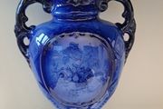 Staffordshire vase blue rose