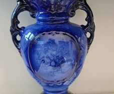 Staffordshire vase blue rose