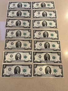 USA 2 Dollars Banknotes x 14