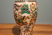 A late 19th century Chinese large famille verte vase, decorated with Chinese figures 32cm