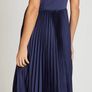 Navy Satin Pleated Midaxi Dress Debs Image 2