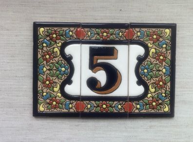 House Number - Spanish ceramic tile house number (No. 5)