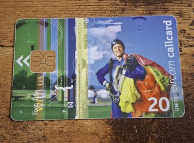 Ireland Eircom CallCard 20 Units "Live Life with Us - Parachutist", used, 1999 - free standard postage