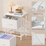 Bedside Tables with 2 Drawers, Set of 2  Side End Tables, Steel, Cloud White Image 3
