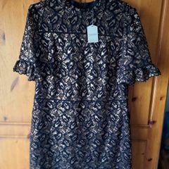 Oasis black and gold lace dress