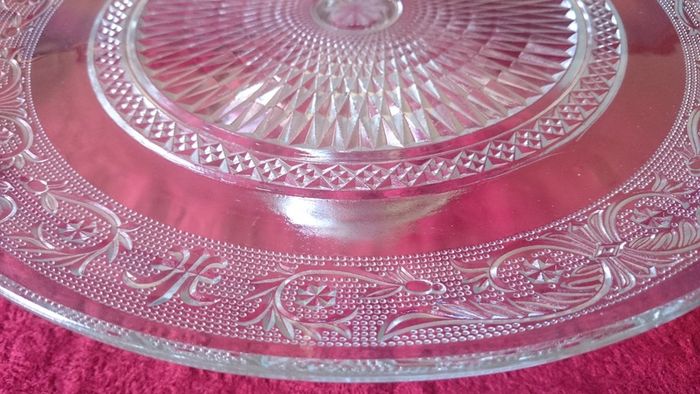 Vintage Cut Glass Art Deco Footed Cake Stand