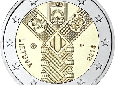 Lithuania 2 Euro Commemorative Coin 2018 - The Baltic States. UNCIRCULATED.