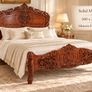 Historic French Style Solid Mahogany Bed 160 x 200 cm Image 2