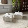 New French inspired ceramic lidded storage box in antique white. Image 8