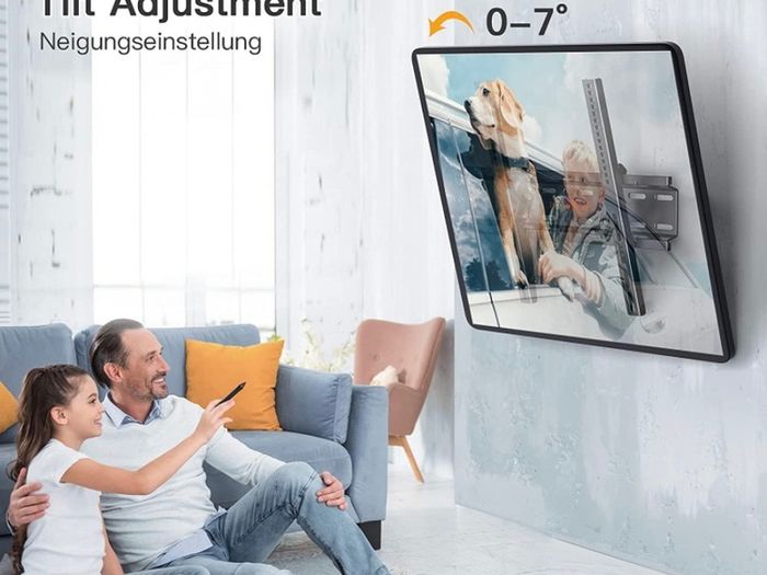 TV Wall Bracket for Most 26-60 Inch TVs, Sturdy Tilt TV Bracket with VESA 75x75-400x400mm, 55 Inch Slim TV Wall Mount with Safe Pull Strings, Up to 52kg, Black (FREE POSTAGE)