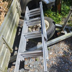 Aluminum slide down attic ladder with pole