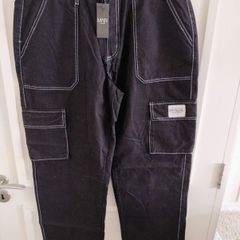 Boohoo Man black cotton cargo pants trousers 36 waist and 30 leg in excellent condition and new with tags see last two photos for exact measurements FREE STANDARD POSTAGE INCLUDED