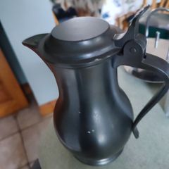 French  Lidded Pewter Jug or Tankard with Handles, 19th Century