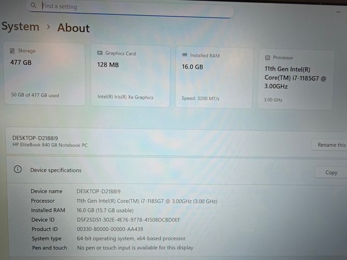 HP Elitebook 830 G8 | i7 (11th gen) | 16GB | 512GB | 14" FHD | Win11