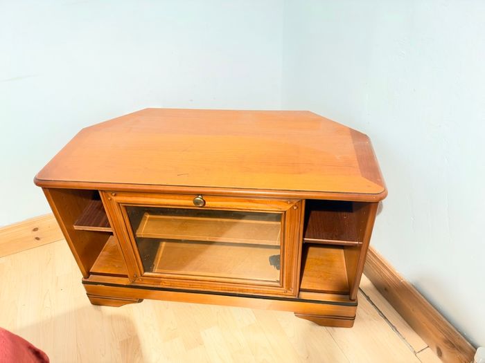 Wooden TV stand with glass door