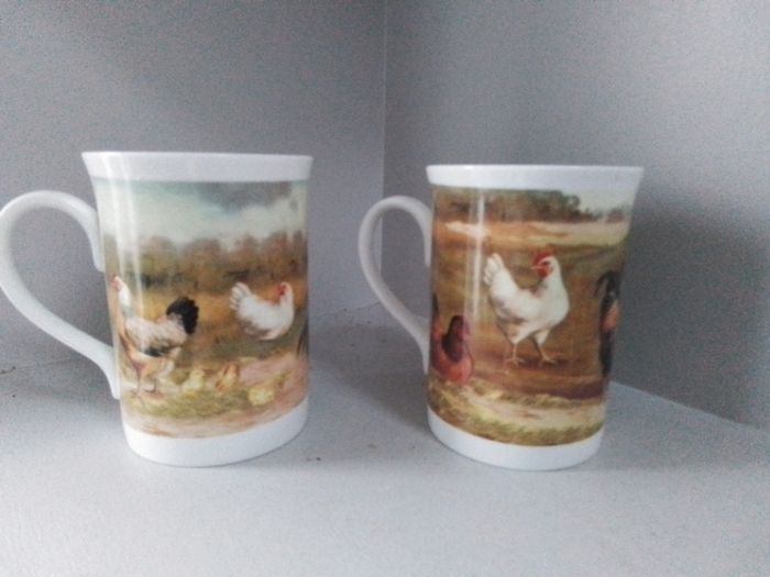 Two Farmyard Chicken Mugs