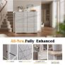 Fabric Chest of Drawers - Canvas Storage Unit with 8 Large Drawers Label Cards, Side Pocket & Hook for Living Room, Hallway, Bedroom Image 4