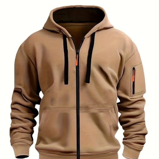 Casual Autumn/Winter Zip-Up Long Sleeve Unisex Sweatshirt