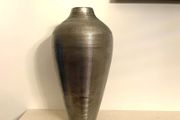 Silver Ribbed Vase