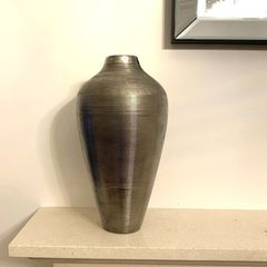 Silver Ribbed Vase