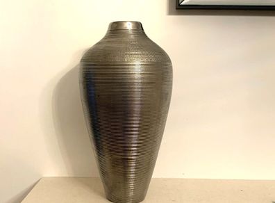 Silver Ribbed Vase
