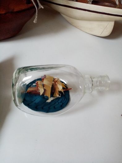 Vintage Miniature Ship in a "Dimple" Bottle