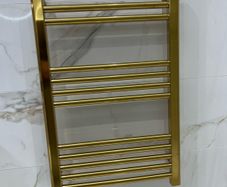 EX Display Brass 800x500 Towel Warmer and Angled Brass Valves
