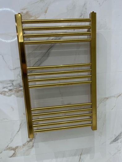 EX Display Brass 800x500 Towel Warmer and Angled Brass Valves