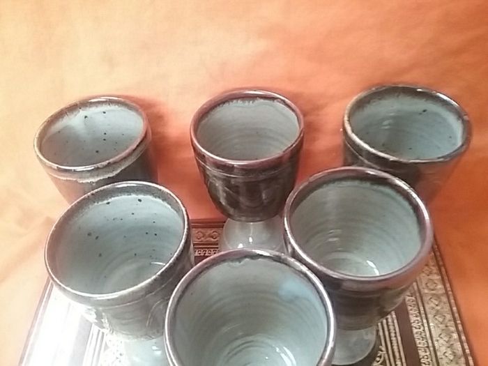 Six Pottery Goblets