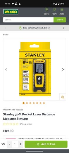 Stanley 30m Laser Distance Measure - New