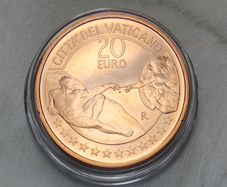 Vatican 20 Euro Copper Uncirculated Coin 2023 - The Creation of Man - Art and Faith