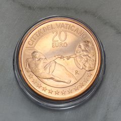 Vatican 20 Euro Copper Uncirculated Coin 2023 - The Creation of Man - Art and Faith
