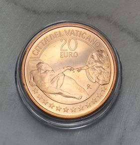 Vatican 20 Euro Copper Uncirculated Coin 2023 - The Creation of Man - Art and Faith