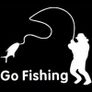 Car Sticker Go Fishing White Black Image 2