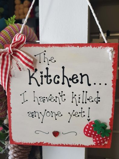 Kitchen - "I Haven't Killed Anyone Yet!" Red with Strawberries