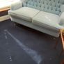 Antique Dutch sofa blue buttoned back with 4 cushions and 2 arm covers Image 4