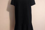Zara textured oversized mini black dress with frill hem