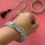 Elegant Silver-Tone CZ Necklace & Bangle Set Image 3