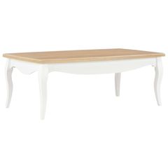 Coffee Table White and Brown 110x60x40 cm Solid Pine Wood