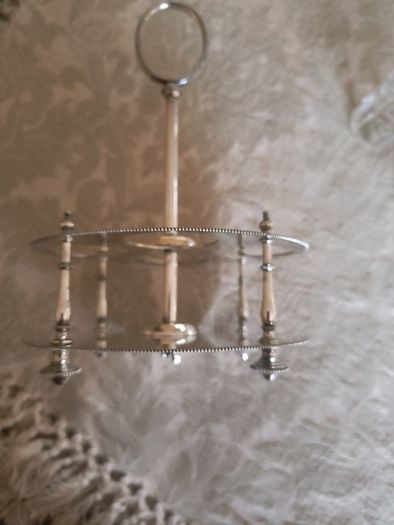 Silver & Cut Glass Condiment Set.