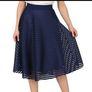 Good-Feeling For Women Izabel London Stripe Midi Skirt Mesh Navy Image 4