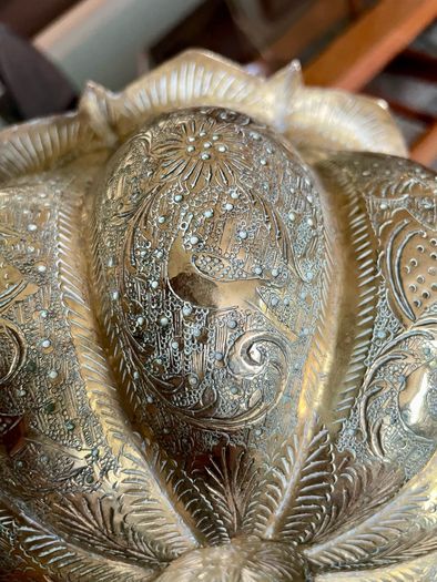 Antique Indian brass Planter Pumpkin Lotus Shape