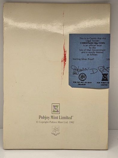 Isle of Man 1984 Silver Proof Christmas 50p Coin in Original Folder