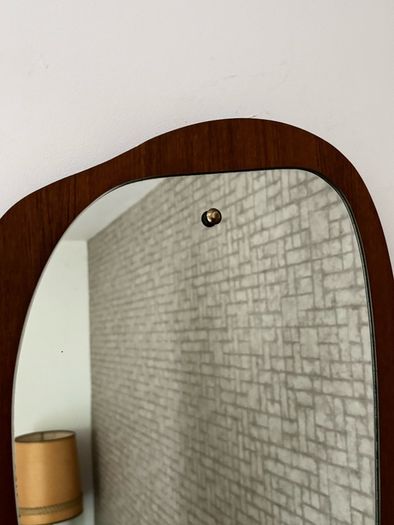 Vintage Retro Mid Century Asymmetrical Teak Mirror