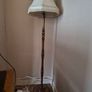 Vintage Wooden Standard Floor Lamp with Original Fringed Shade Image 4