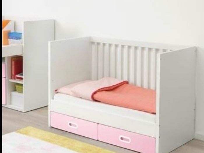 IKEA STUVA / FRITIDS Pink Cot/Toddler Bed + Changing Table/Desk
