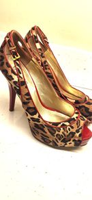 GUESS Leopard Print and Red Patent High Heels Sz 5UK