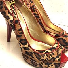 GUESS Leopard Print and Red Patent High Heels Sz 5UK